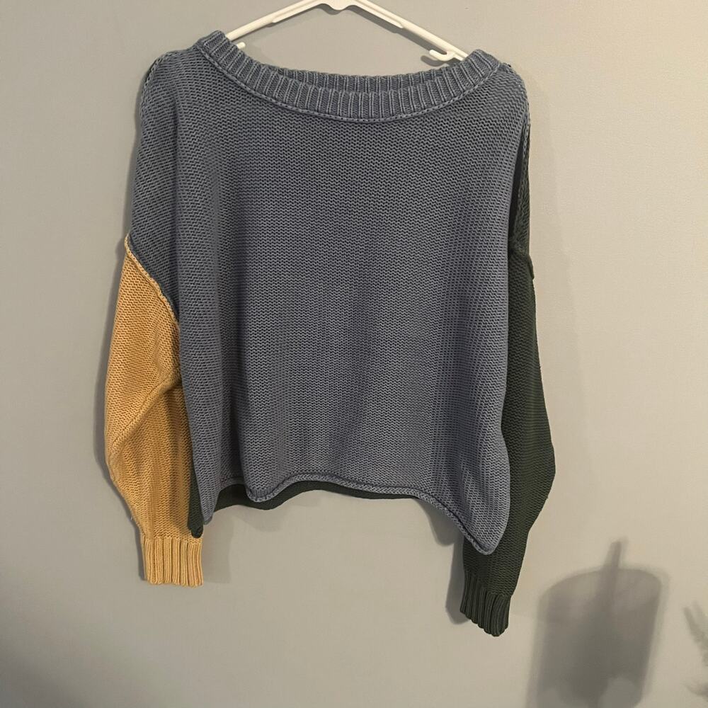 American Eagle Chunky Cropped Colorblock Sweater Size Large